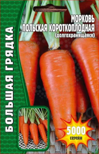 Семена Морковь Польская Короткоплодная 5000 сем.уп.