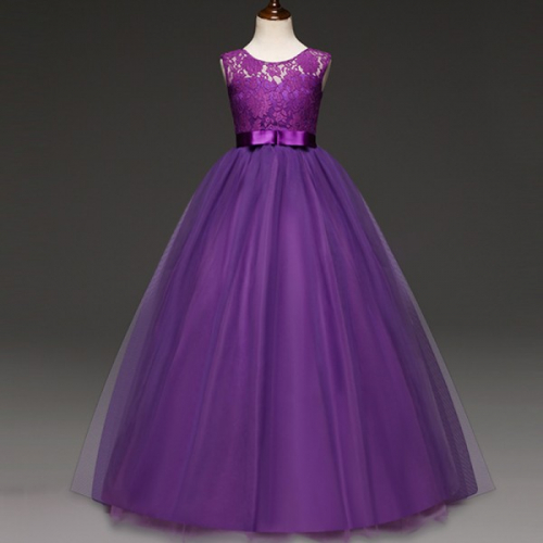 Длинное платье с пышной юбкой для девочки NPL087-1, цвет светло-розовый, размер 104 - 170