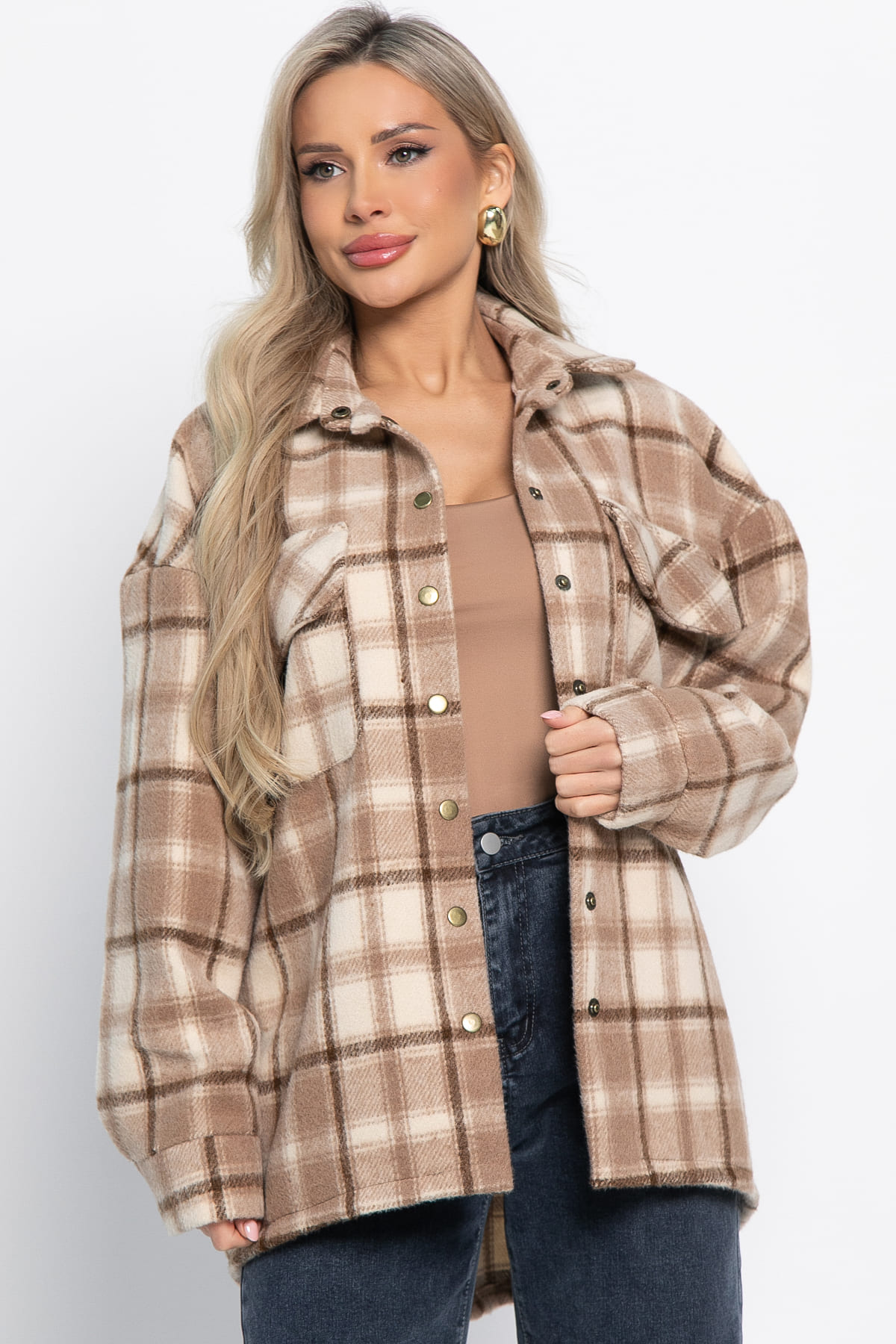 Пальто-рубашка Хармони (бежевая) Б15039-5М