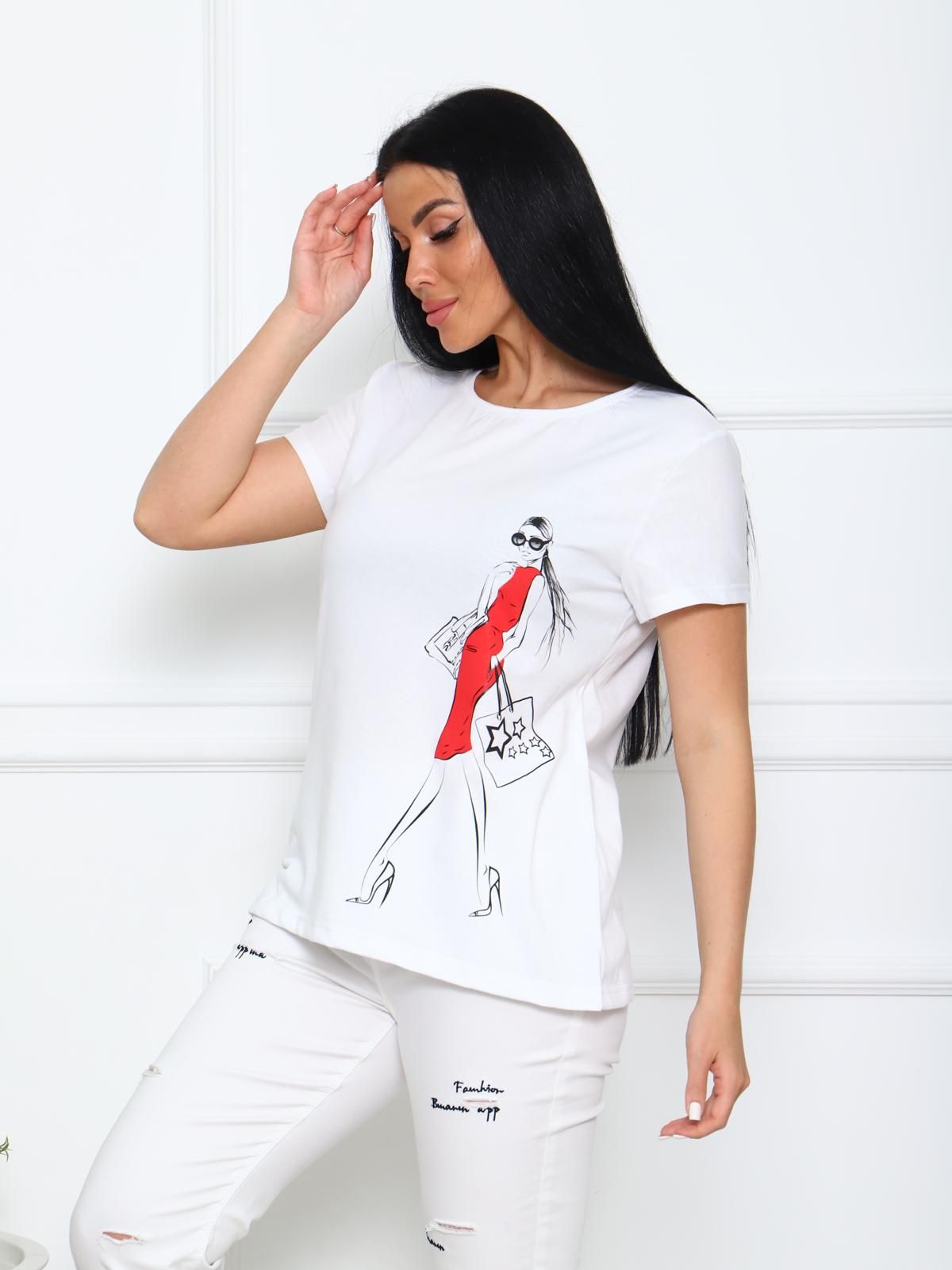 Ледис - футболка белый