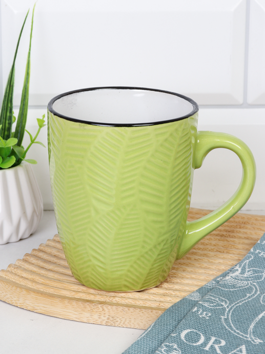 Кружка 400 мл Ветка фактурная Зеленый / А-454 /уп 48/ ПРОМО АКЦИЯ