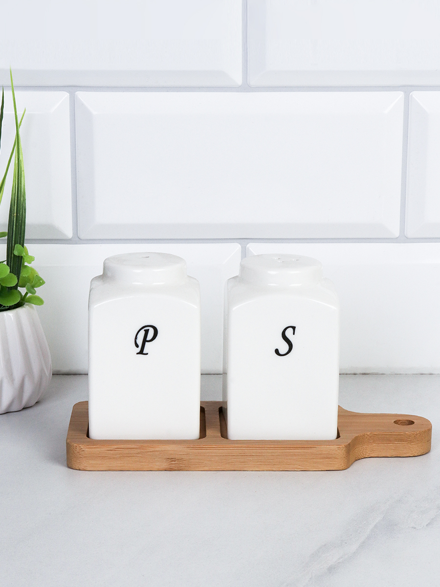 Набор для специй 2 предмета 150 мл / TN-425 /уп 36/ на деревянной подставке