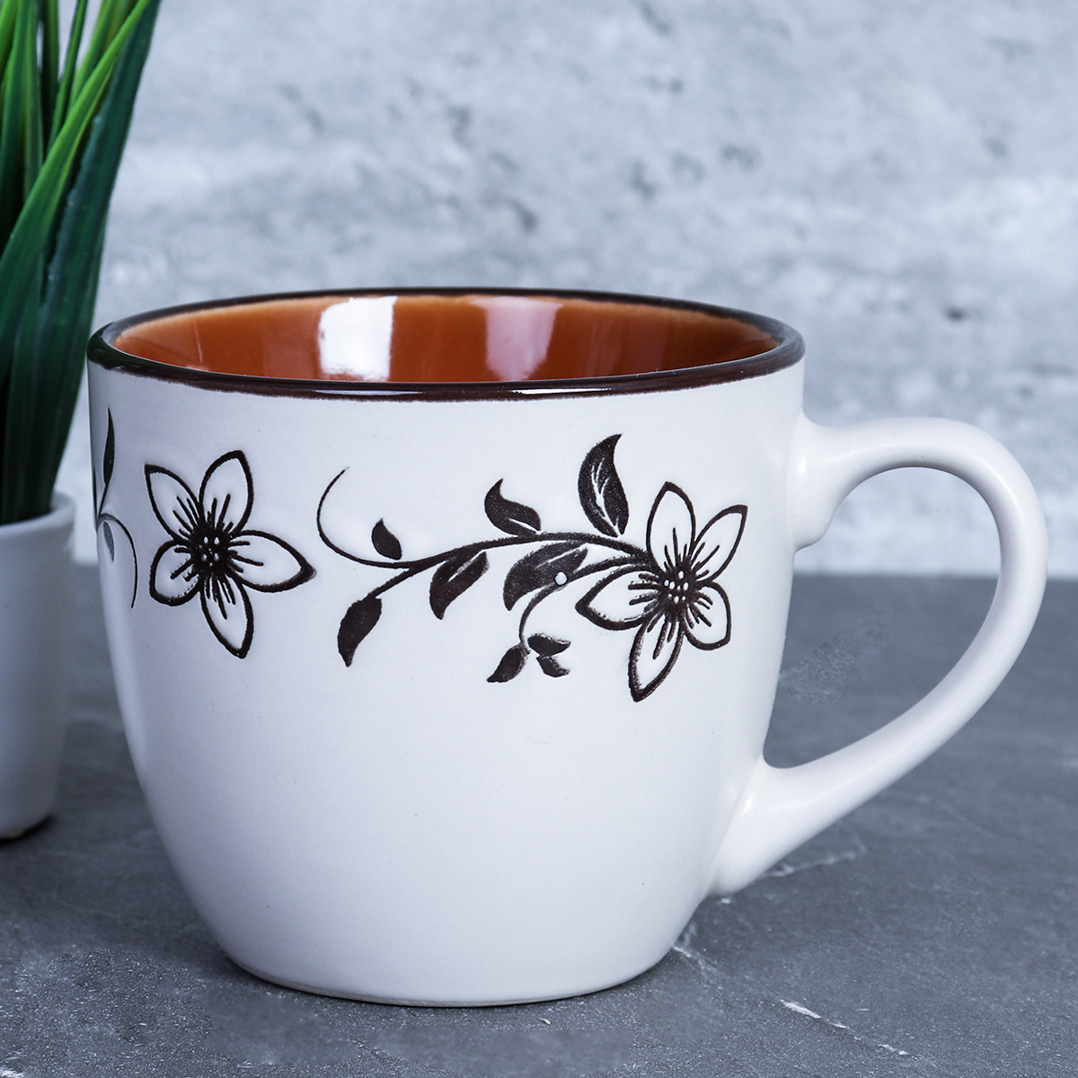 Кружка 250 мл чашка чайная / 55799 /Фактурный цветок/МИКС/ШТУЧНО