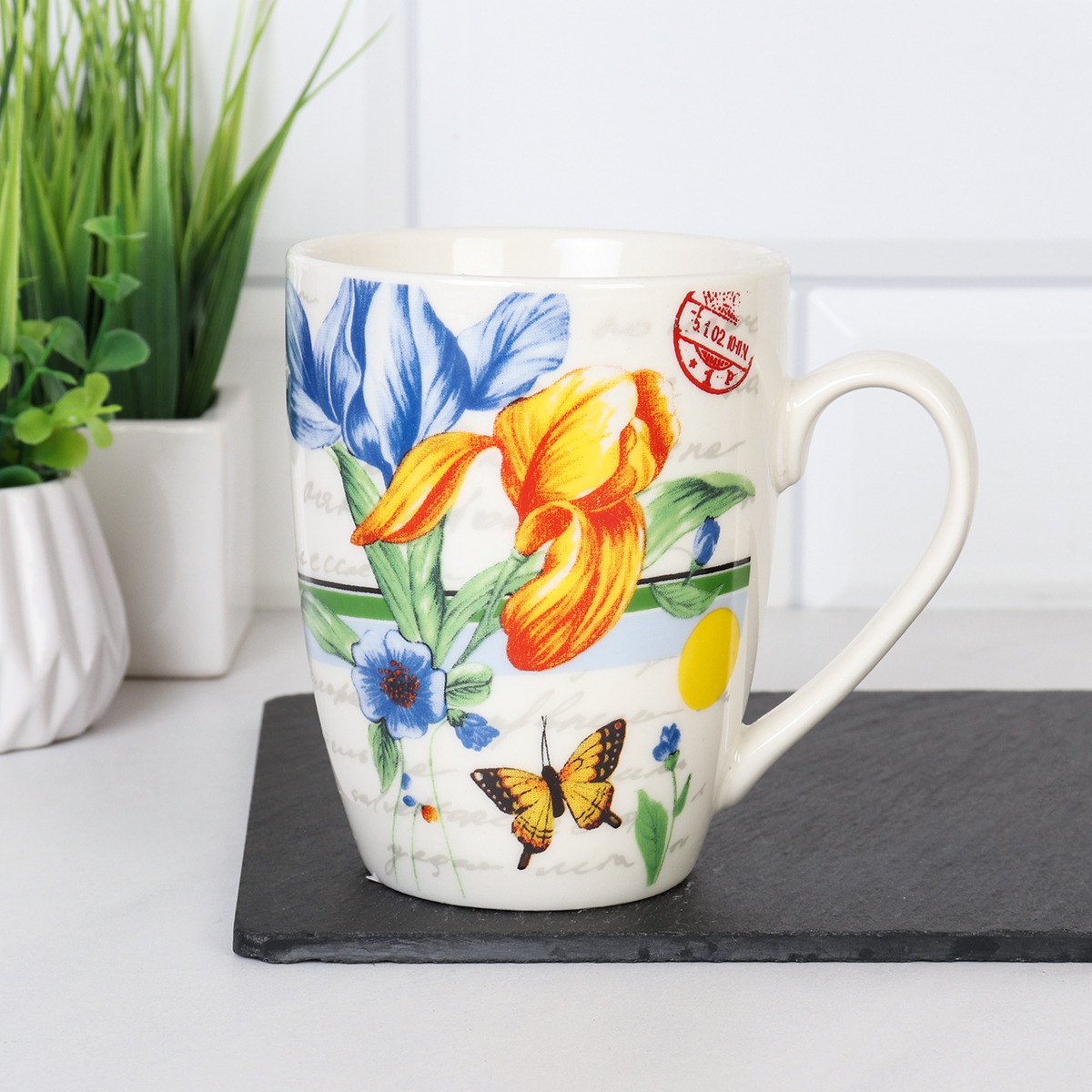 Кружка 350 мл Цветы / G787 /уп 72/ микс