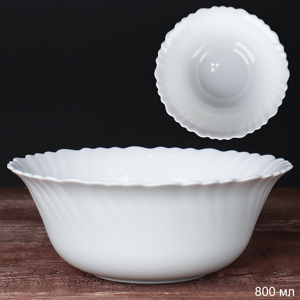 Салатник 800 мл 178 мм Тюльпан тарелка глубокая Богатырь / LHW70 (white) /уп 48/