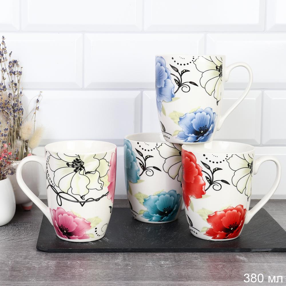 Кружка 380 мл Цветы / 4805-12 / уп 72/ 2 СОРТ