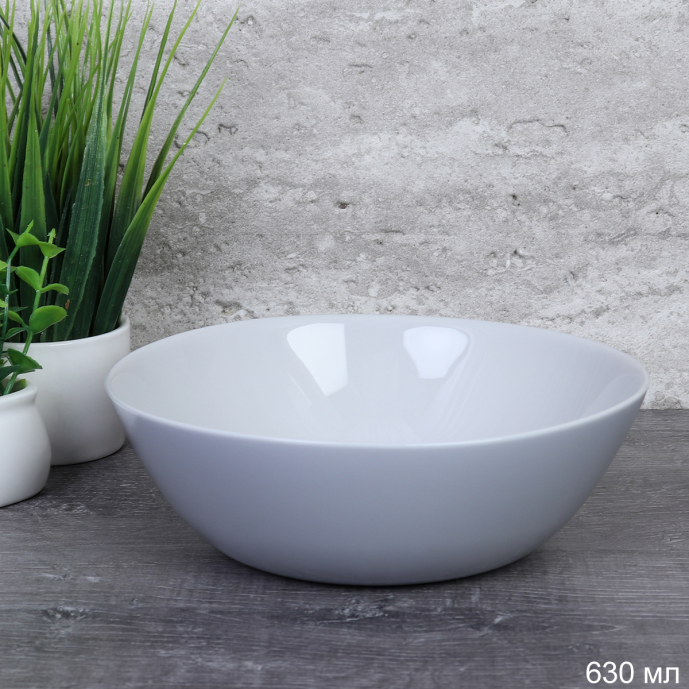 Салатник 630 мл 155 мм Дэй Серый цвет тарелка глубокая GR-FLMLTW60 (уп 48)