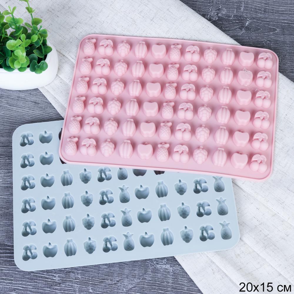 Форма для конфет мармелада и льда 54 ячеейки силиконовая / HL-137 / уп 300/ 20,7*15*1 см/ 0,065/ Фрукты