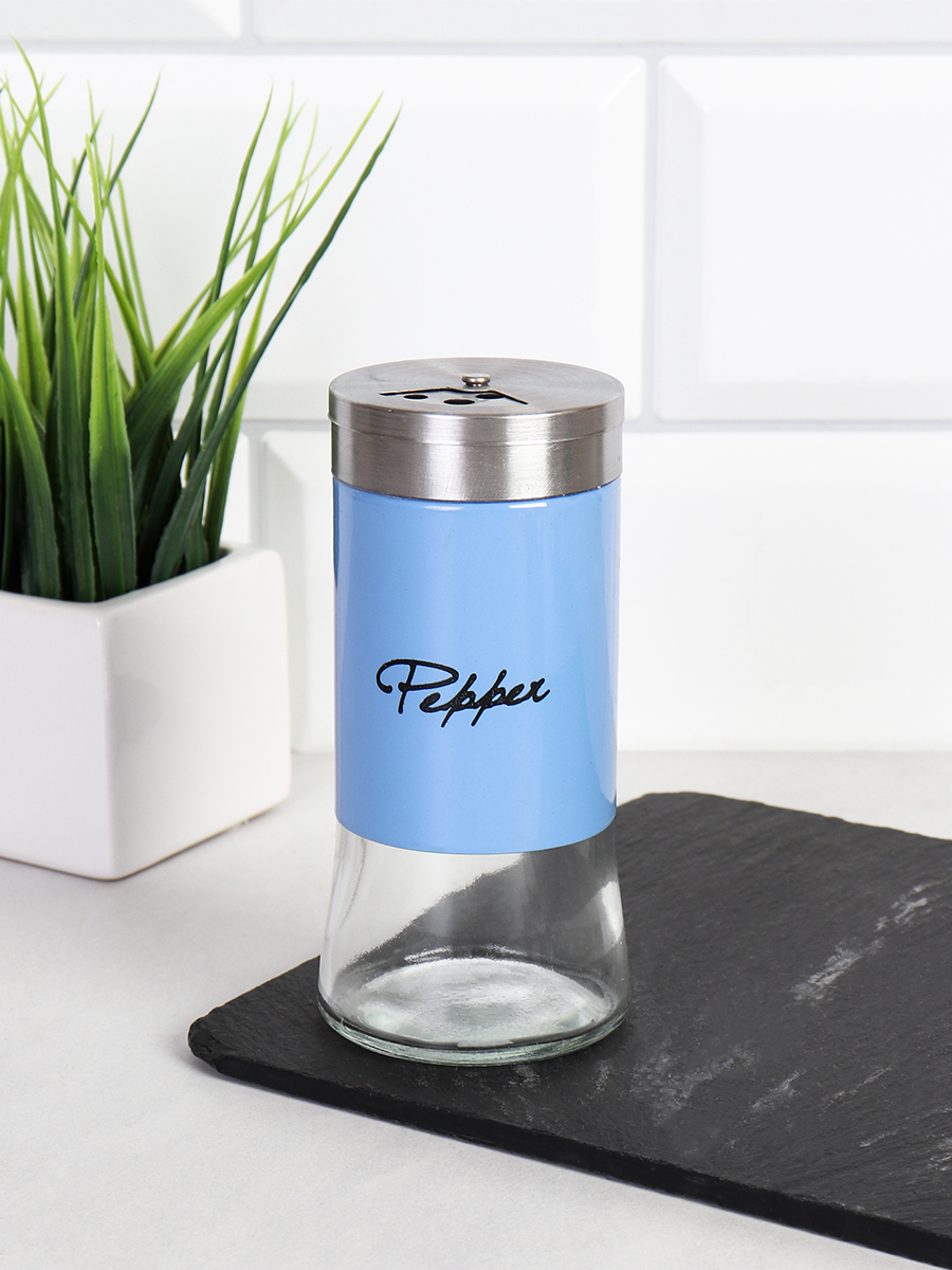 Емкость для специй 11 см с надписью / L-100-21 /уп 12/144/ 0,16/ Лазурная/ 657231