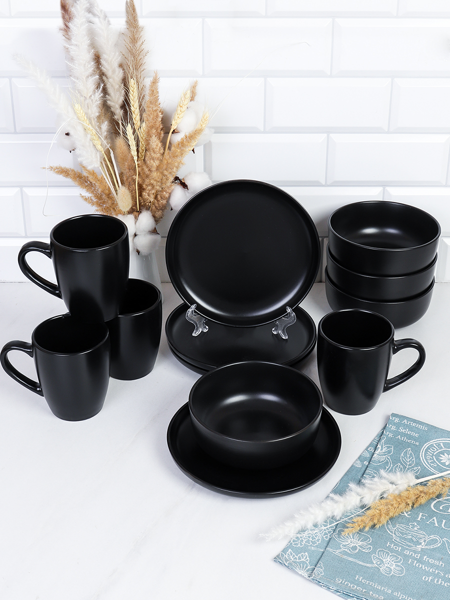 Столовый набор 12 предметов black / 12/3500 /уп 2/