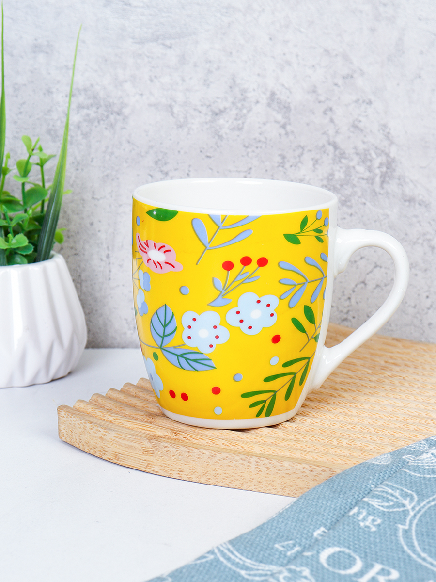 Кружка 250 мл Цветы Желтая / S2011 /уп 96/