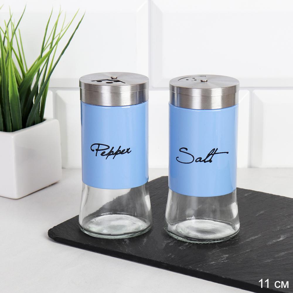 Емкость для специй 11 см с надписью / L-100-21 /уп 12/144/ 0,16/ Лазурная/ 657231