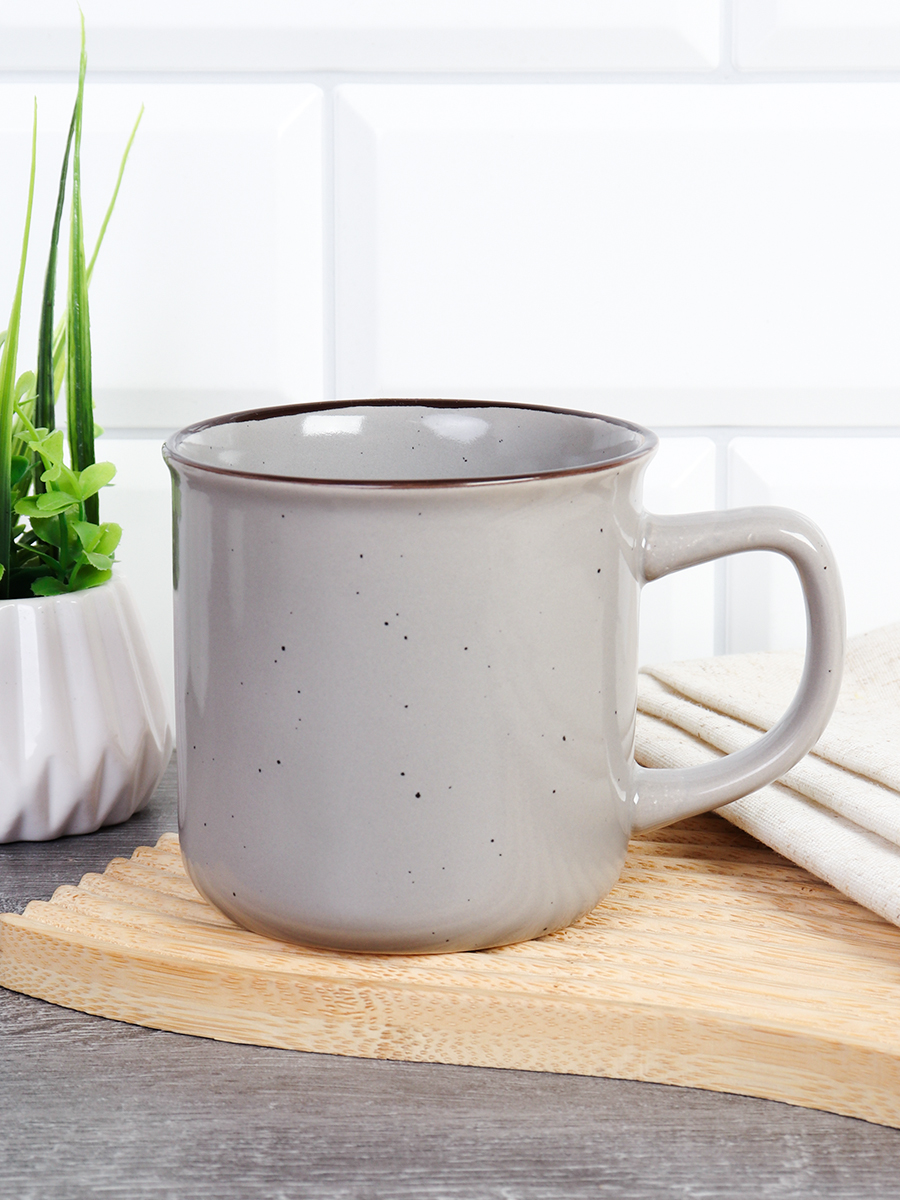 Кружка 350 мл Крапинка Ручная работа серый с точкой / 20039-10 /уп 12/36/ 730012