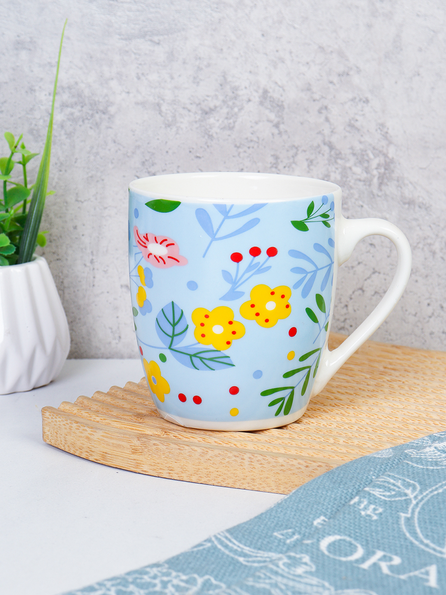 Кружка 250 мл Цветы Голубая / S2011 /уп 96/