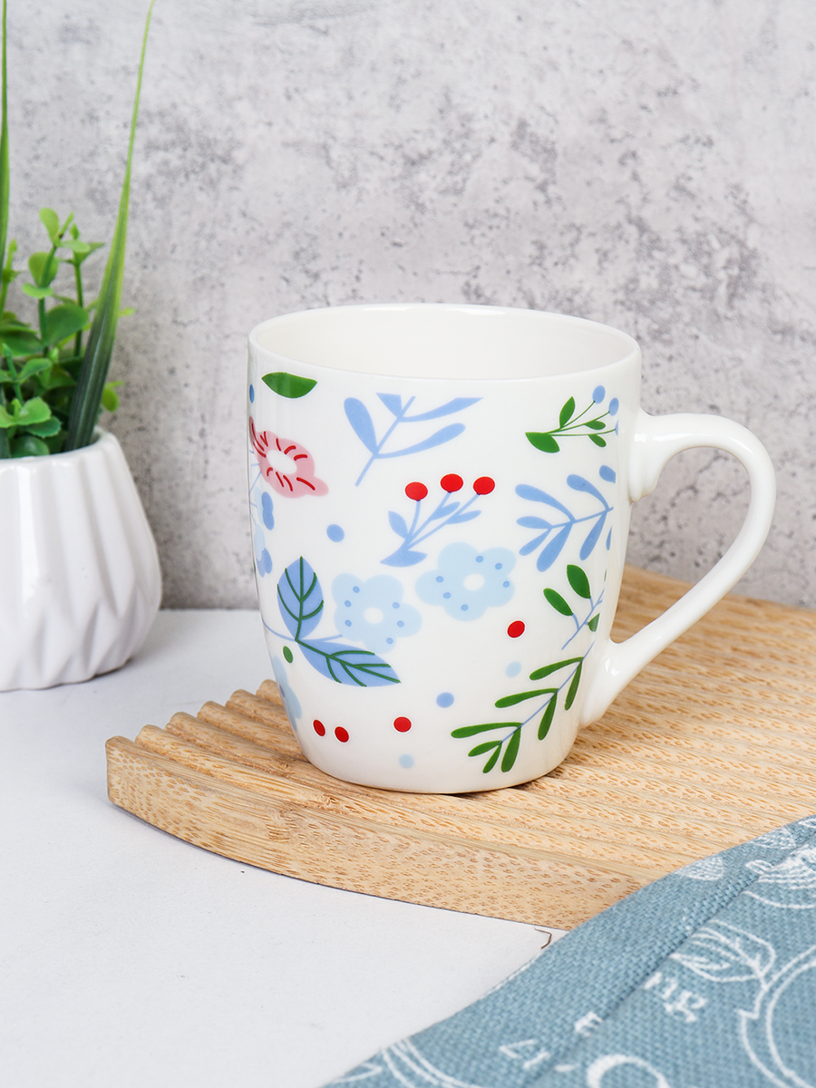 Кружка 250 мл Цветы Белая / S2011 /уп 96/