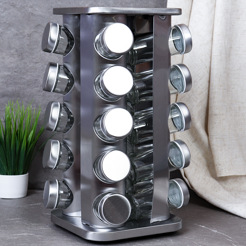 Набор для специй на подставке 20 предметов 33 см Квадрат/ LQSH-6008-1 /уп 9/