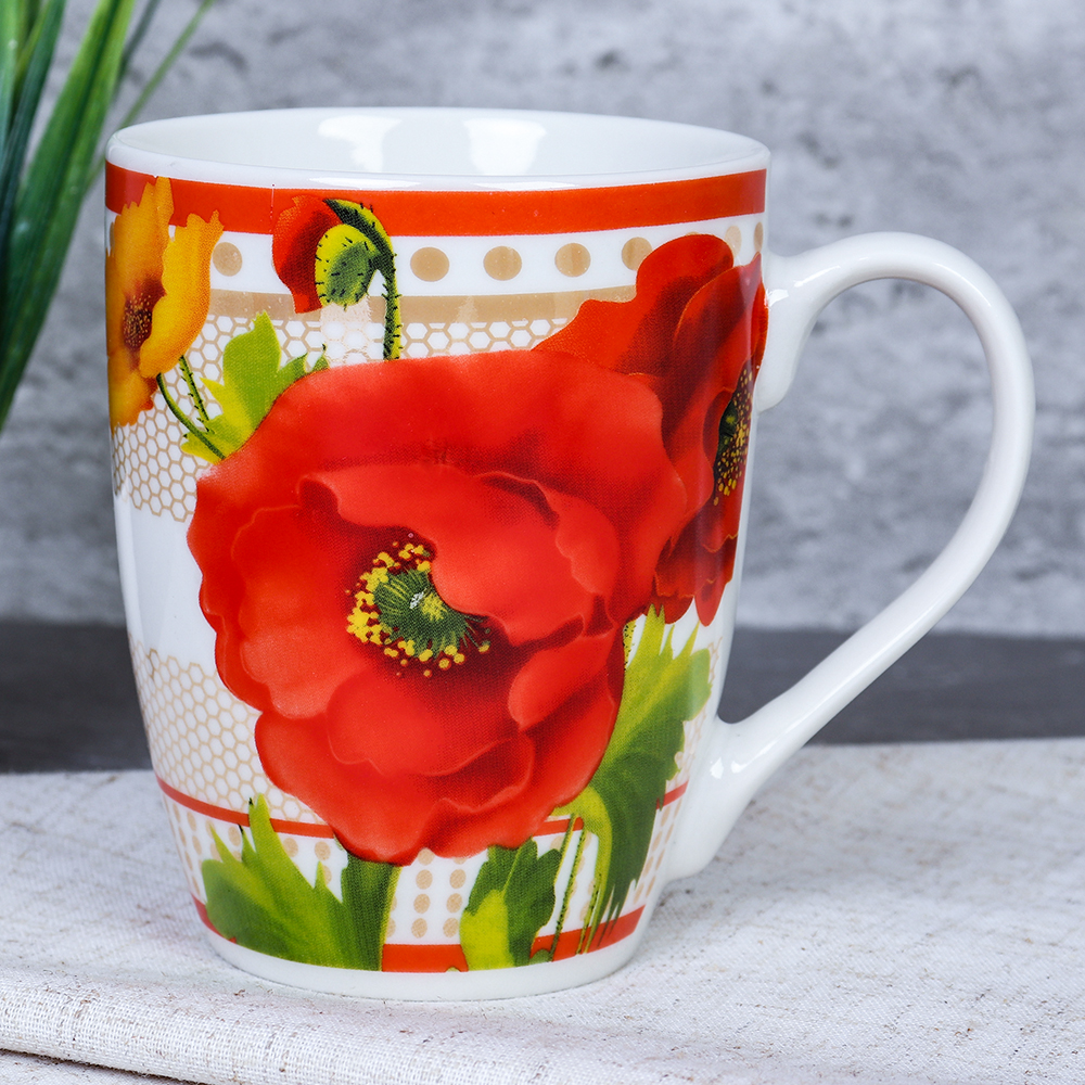 Кружка 380 мл Цветы / 4805-13 / уп 72/ микс 4