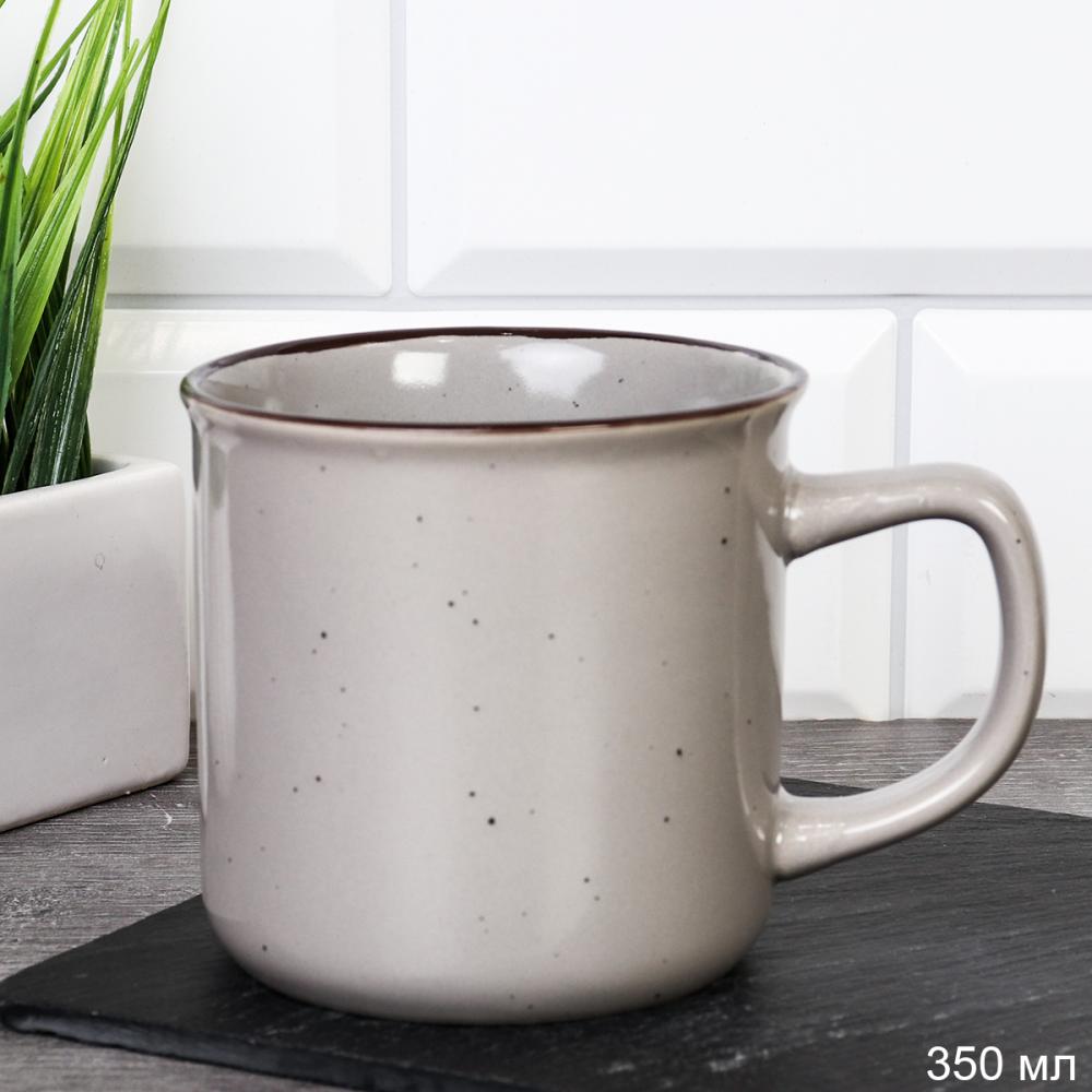 Кружка 350 мл Крапинка Ручная работа / 20039-10 /уп 12/36/ Бело-серый 2 микс