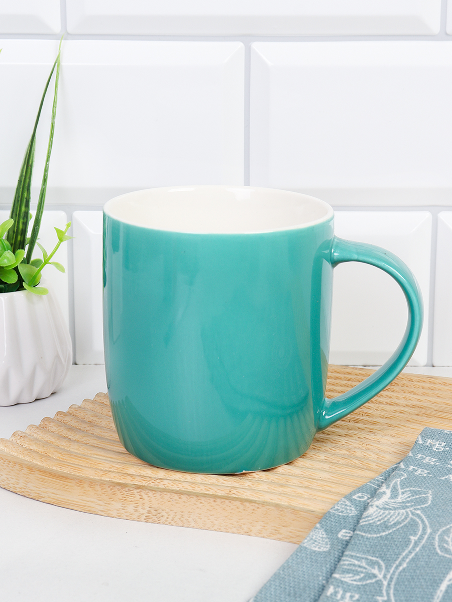 Кружка 400 мл / HQ-308 /уп 12/48/ ПРОМО АКЦИЯ/Бирюзовая