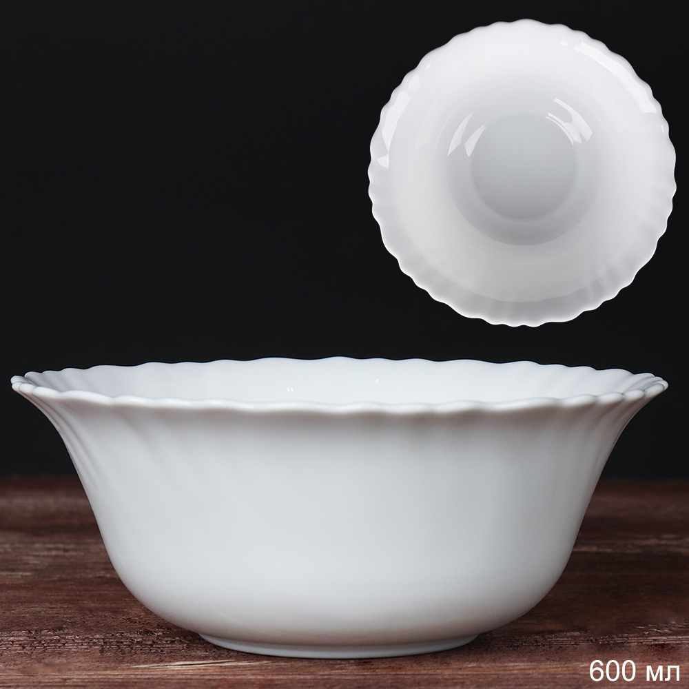 Салатник 600 мл 152 мм Тюльпан тарелка глубокая белая /LHW60 white /уп 72/ В