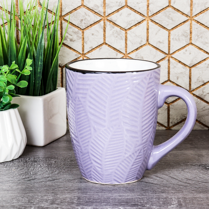 Кружка 400 мл Ветка фактурная Сиреневый / А-454 /уп 48/ ПРОМО АКЦИЯ
