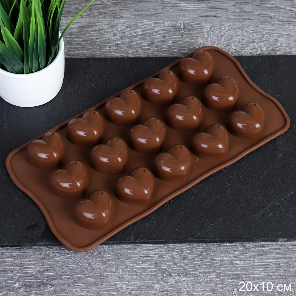 Форма для конфет мармелада и льда 15 ячеек силиконовая Сердце 1/ DF-546 / уп 240/ 20,5*10,5 см/ ПРОМО АКЦИЯ