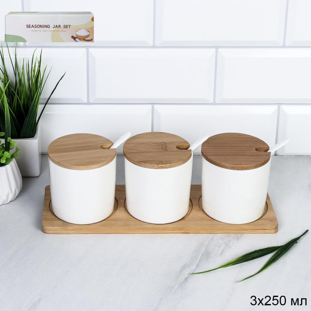 Набор для специй 3 предмета 250 мл с ложкой / CF082 /уп 24/ на подставке