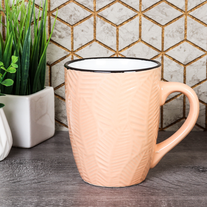 Кружка 400 мл Ветка фактурная Персиковый / А-454 /уп 48/ ПРОМО АКЦИЯ