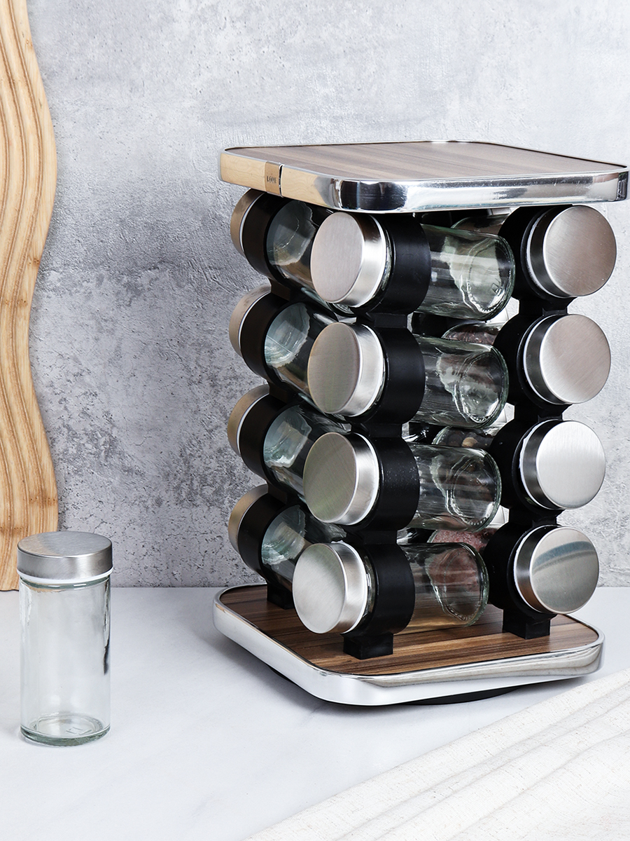 Набор для специй на подставке 16 предметов Квадрат/ LQW-042-16 /уп 9/