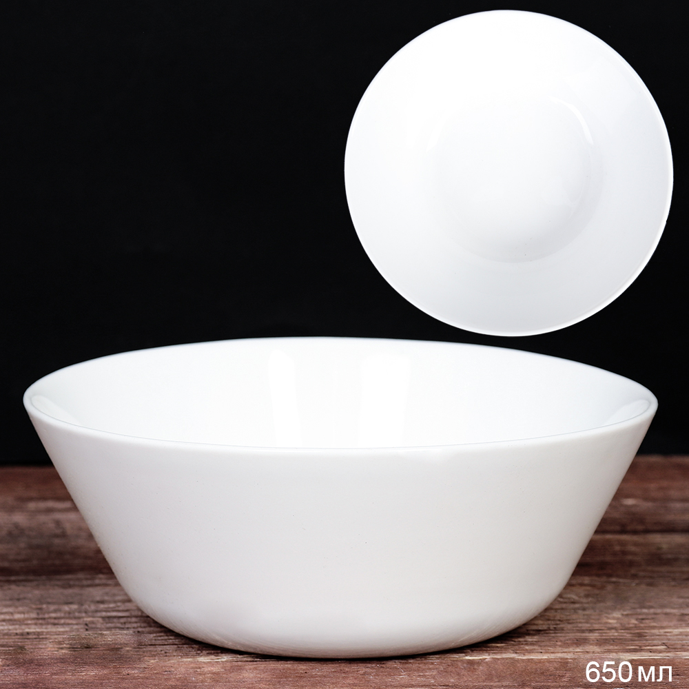 Салатник 600 мл 155 мм Евро тарелка глубокая белая / LMLW60 (white /уп 48/