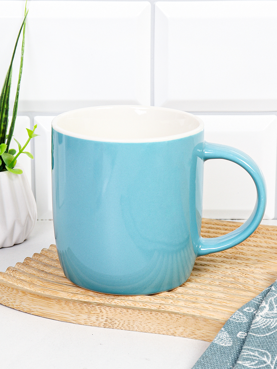 Кружка 400 мл / HQ-308 /уп 12/48/ ПРОМО АКЦИЯ/Голубая