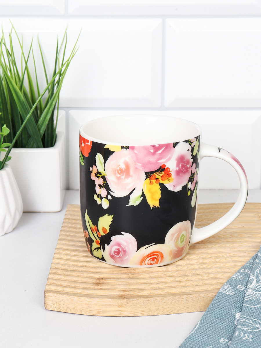Кружка 350 мл Цветы / D275 /уп 72/ ПРОМО АКЦИЯ