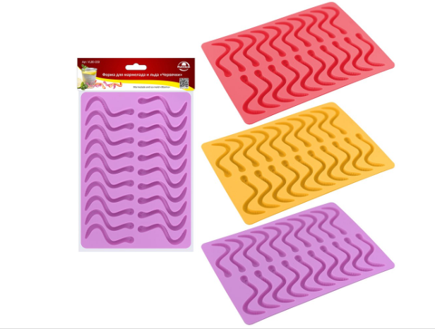 Форма для мармелада и льда Червячки / VL80-339 /уп 12/144/