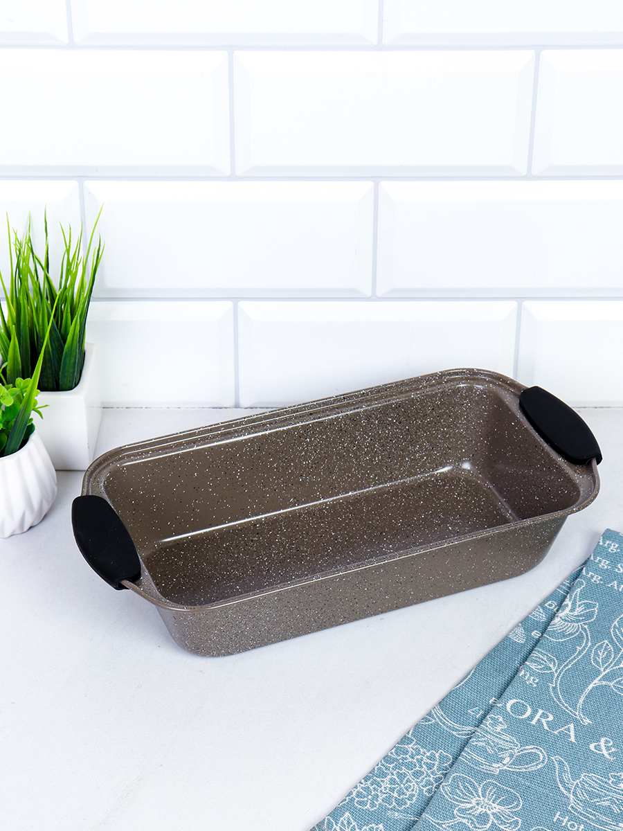 Форма для выпечки Кекса и хлеба 30х15х6 см Мрамор с силиконовыми ручками/ FSD-942 /уп 60/ 0.27/