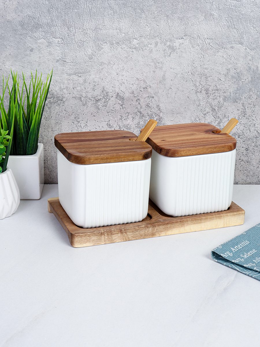 Набор для специй 2 предмета с ложкой 320 мл / 19002-2 /уп 12/ на подставке