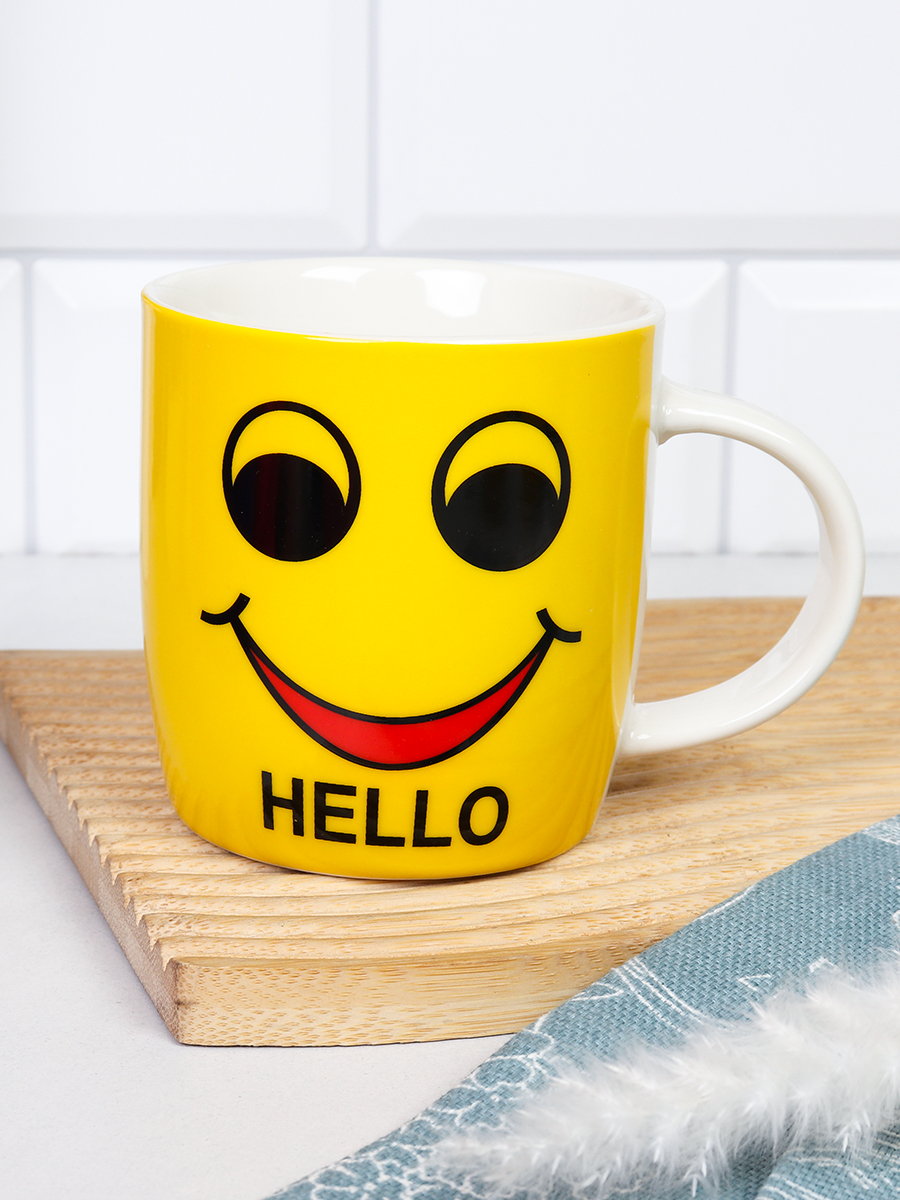 Кружка 350 мл Смайлик / LU-365 /уп 72/желтый/ микс 4