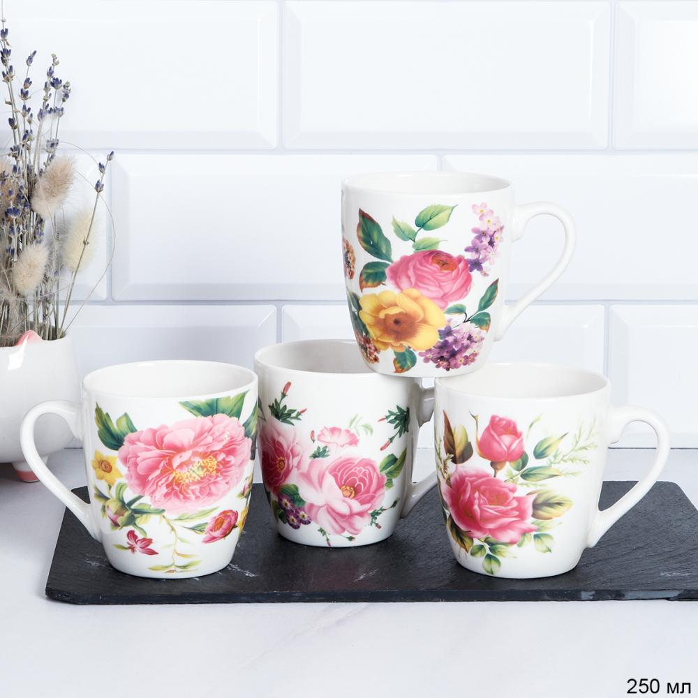 Кружка 250 мл Цветы / S749 /уп 96/