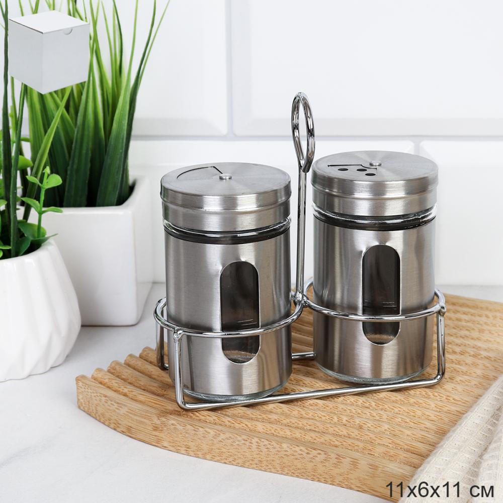 Набор для специй 2 предмета на подставке / SRM-050 (уп 70)