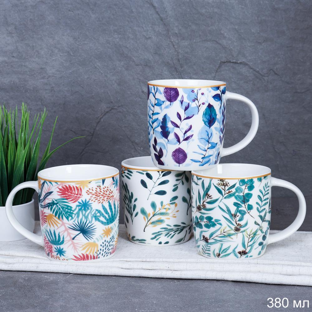 Кружка 380 мл Веточки / Y-370 /уп 72/ ПРОМО АКЦИЯ