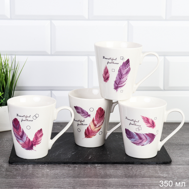 Кружка 350 мл Перья / 6201 /уп 72/