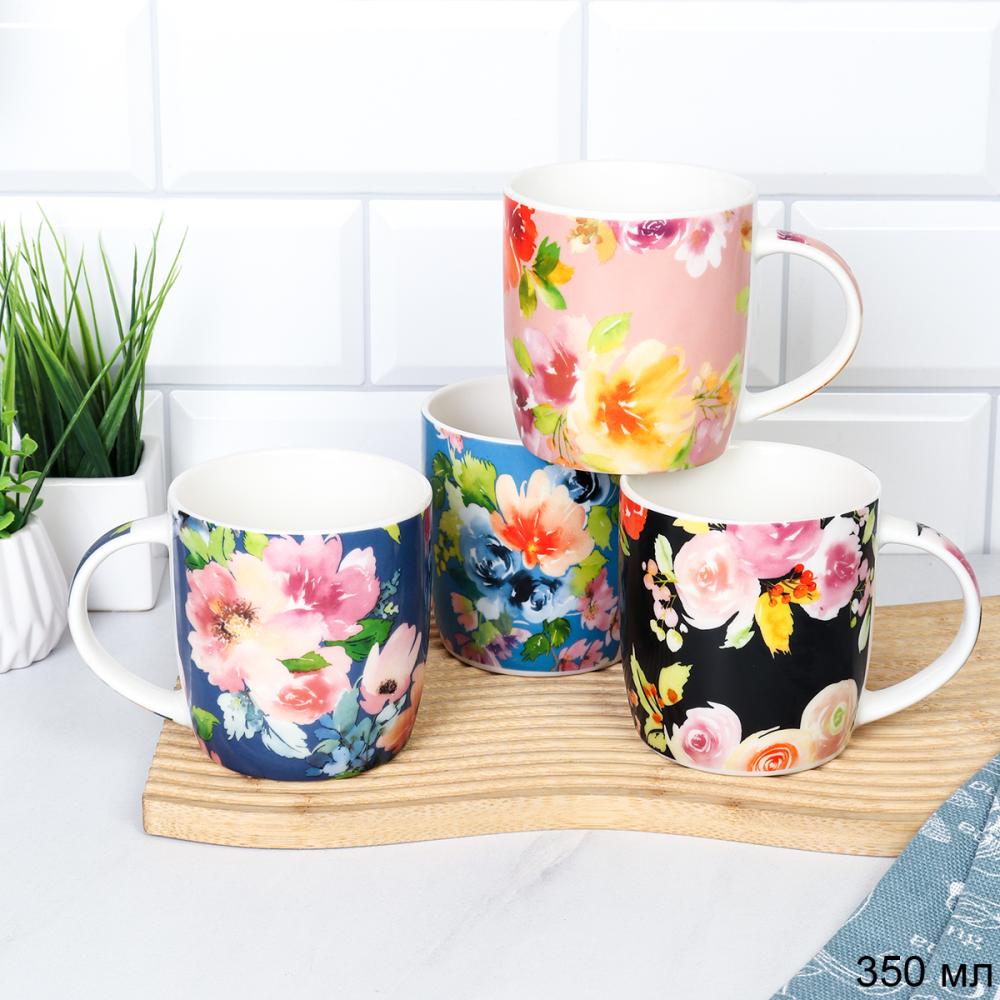 Кружка 350 мл Цветы / D275 /уп 72/ ПРОМО АКЦИЯ