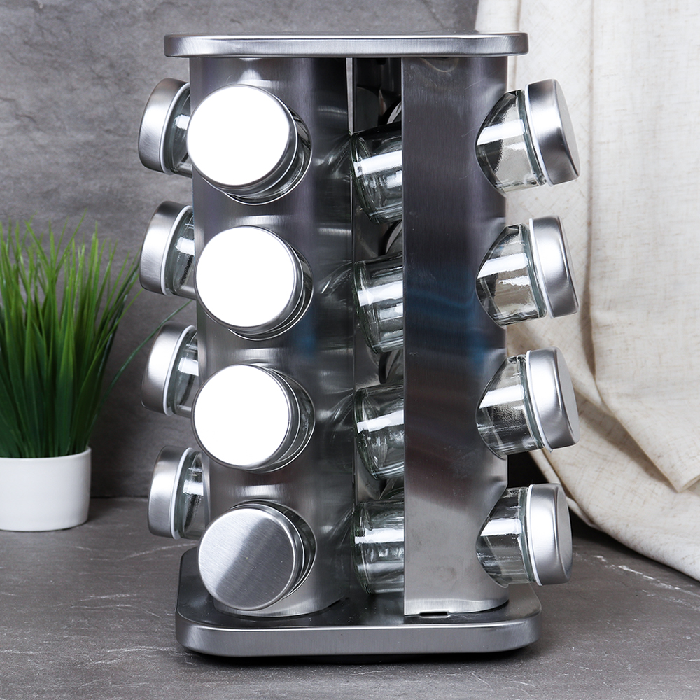 Набор для специй на подставке 16 предметов 28 см Квадрат/LQSH-6007-1 /уп 9/ ПРОМО АКЦИЯ