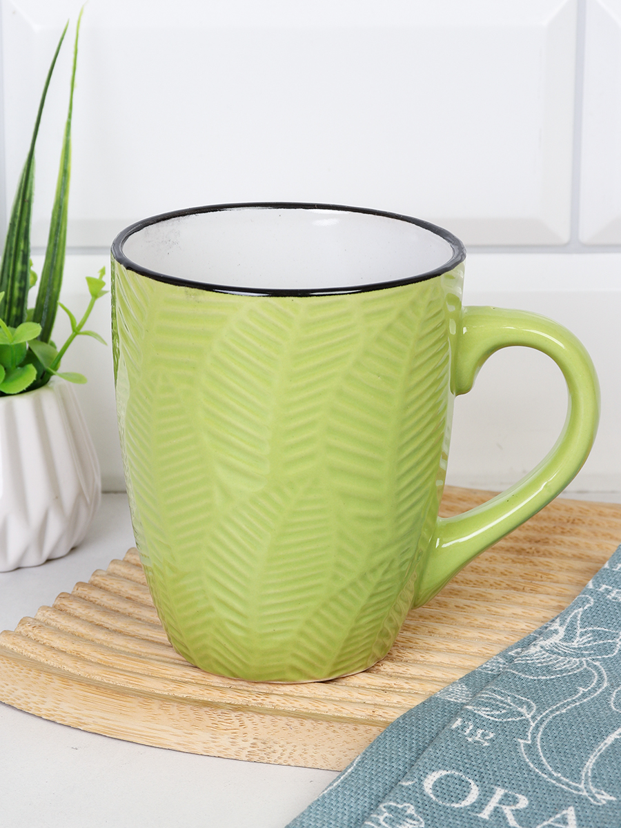 Кружка 400 мл Ветка фактурная Зеленый / А-454 /уп 48/ ПРОМО АКЦИЯ