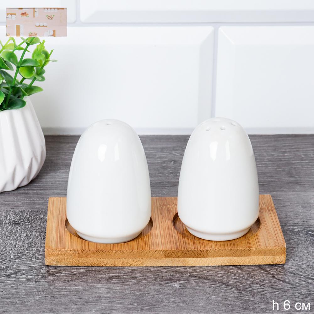 Набор для специй 2 предмета Конус / NS239-2 /уп 80/ на деревянной подставке