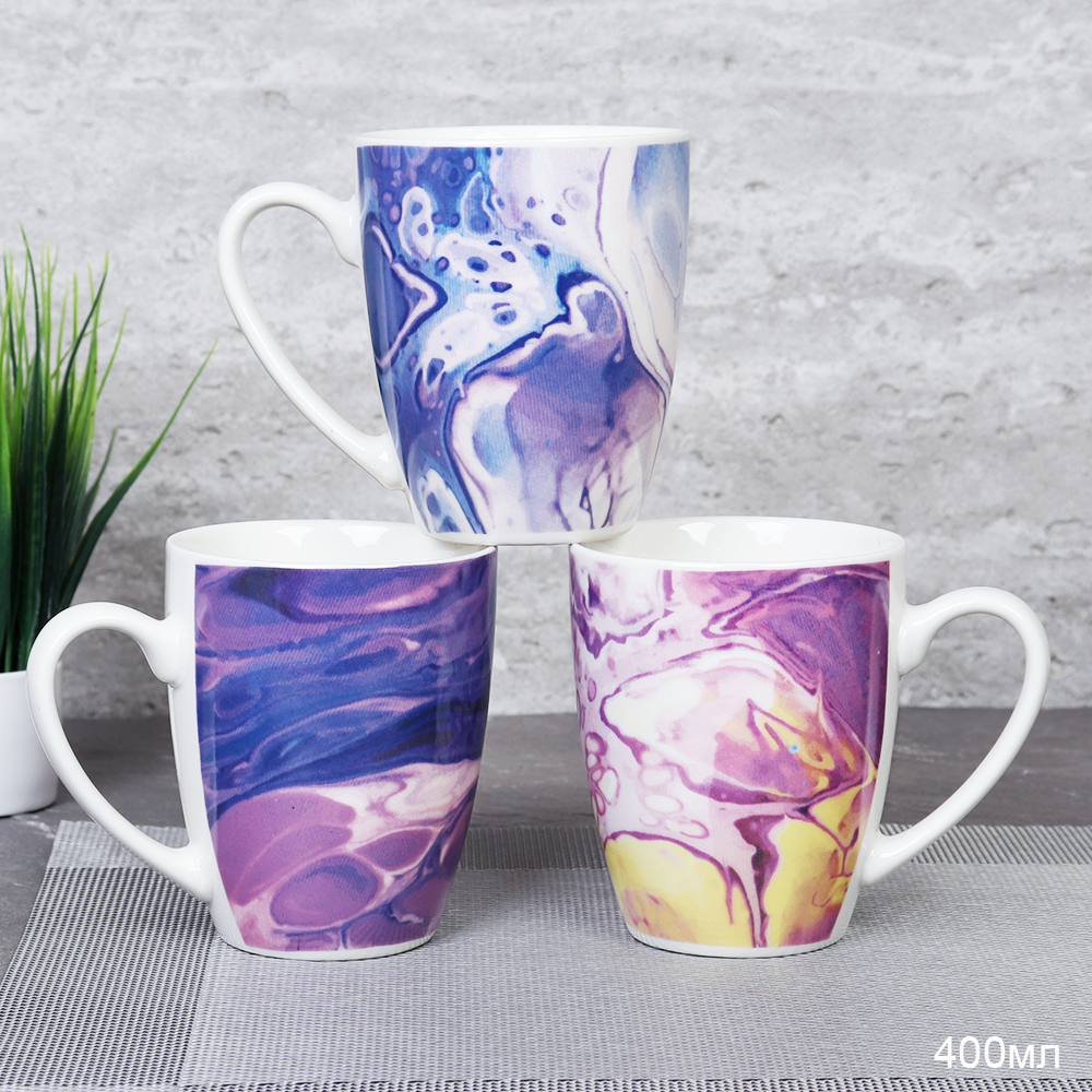 Кружка 400 мл Абстракция фиолетовая / 4809-5 / уп 72/