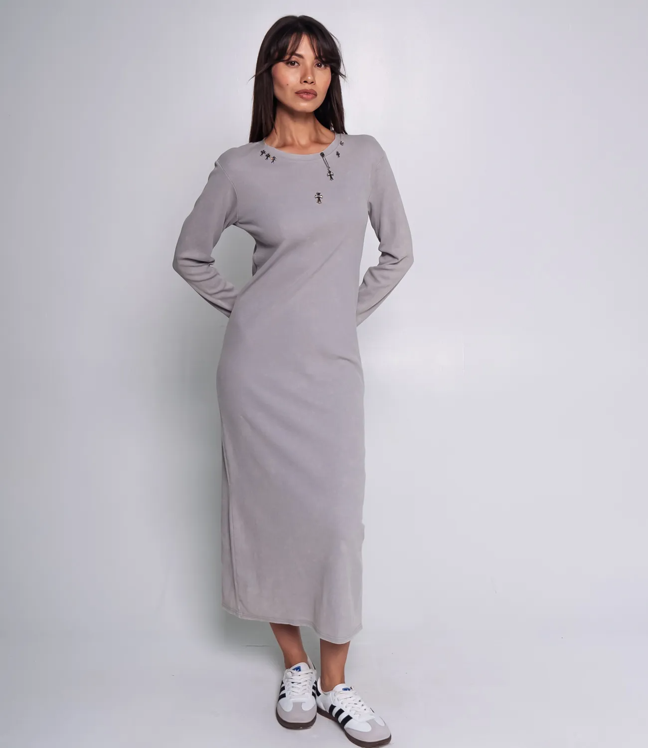 СТ. ЦЕНА 1090 руб//Платье #КТ7006, серый