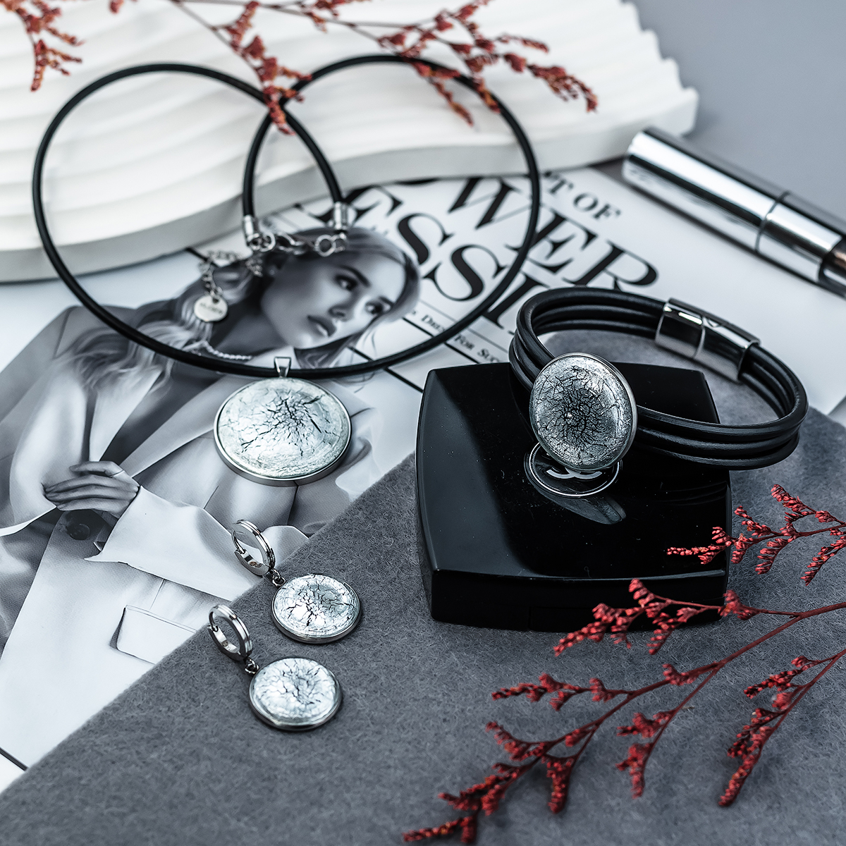 Серьги из муранского стекла METALLICA LS3553