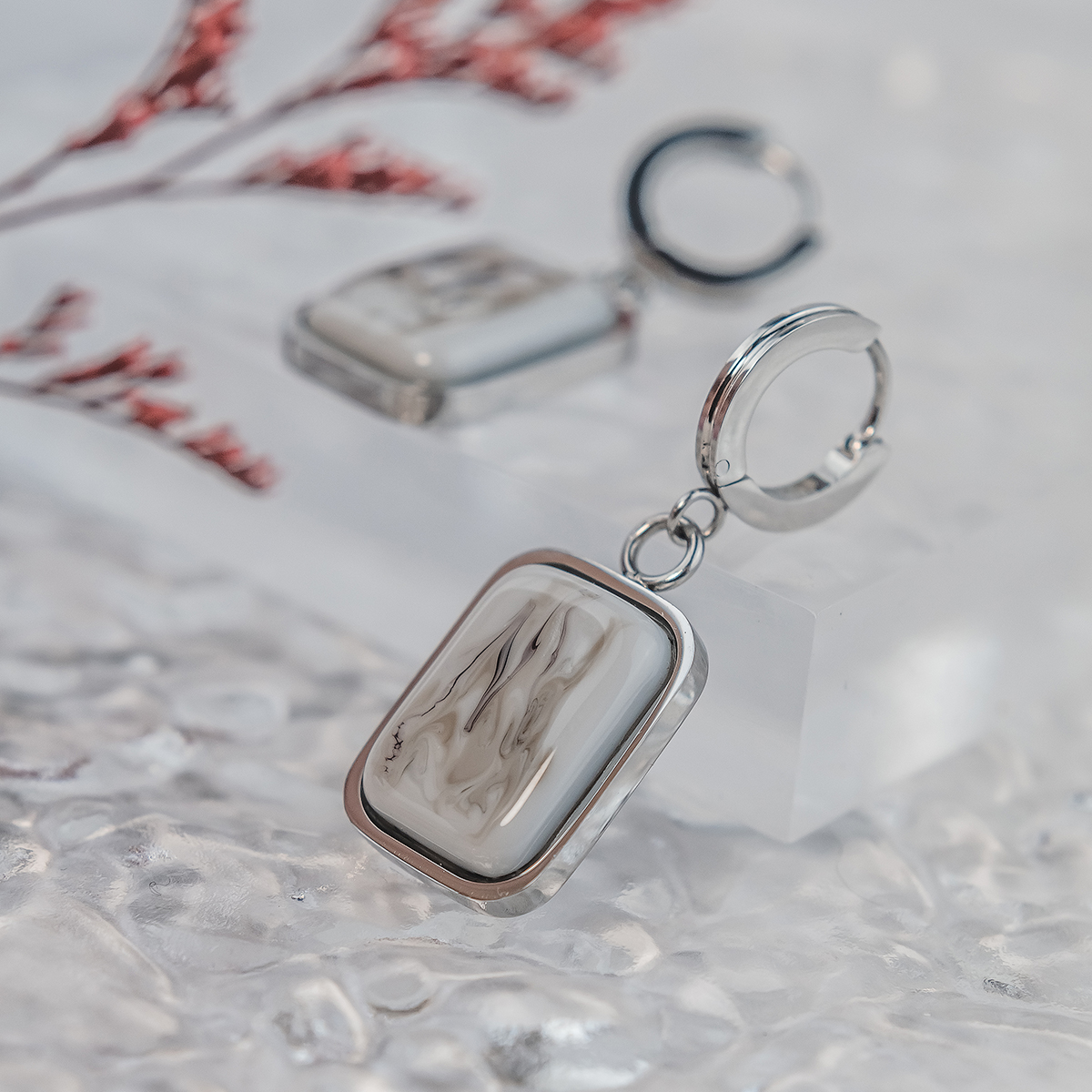 Серьги из муранского стекла GREY CUT LC3472