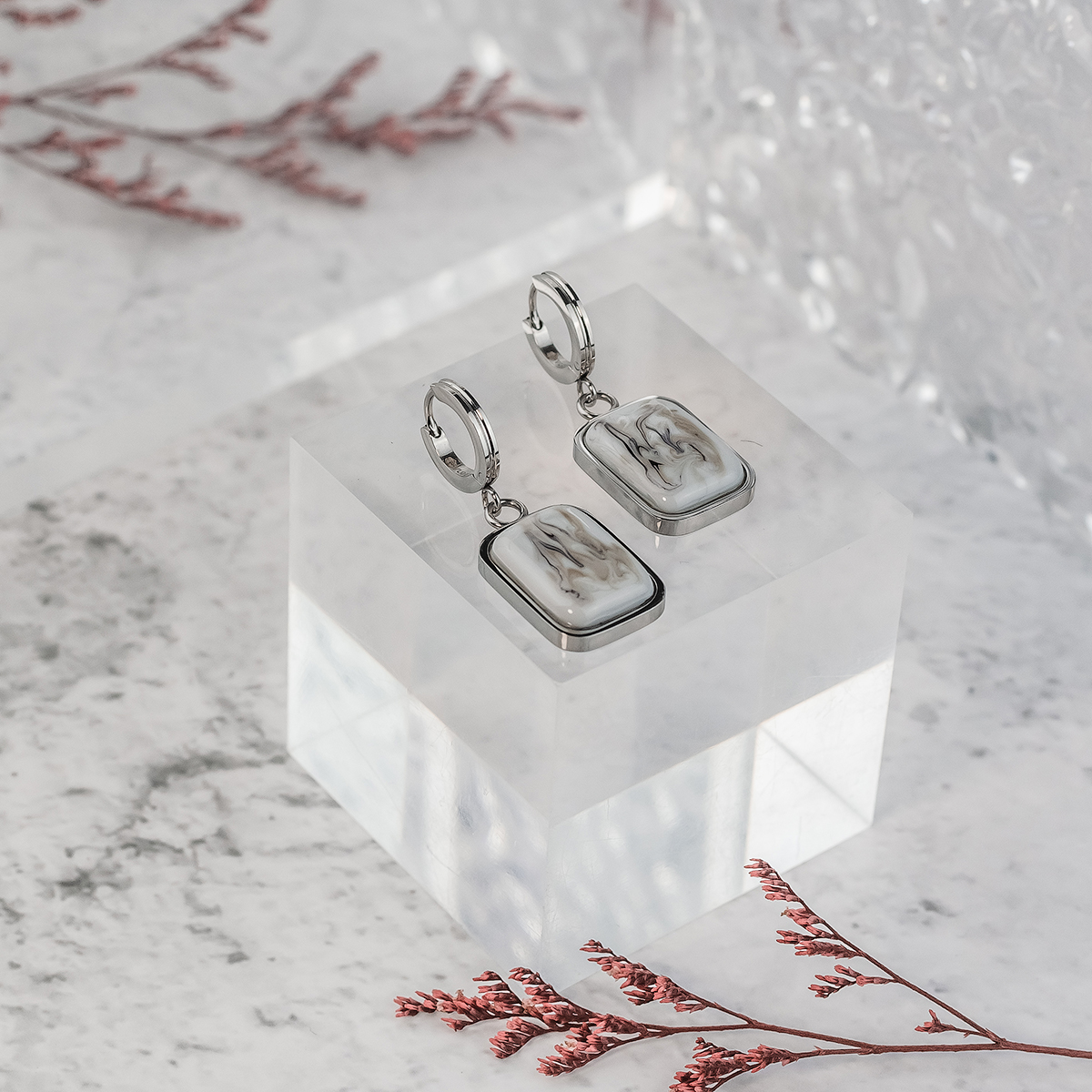 Серьги из муранского стекла GREY CUT LC3472