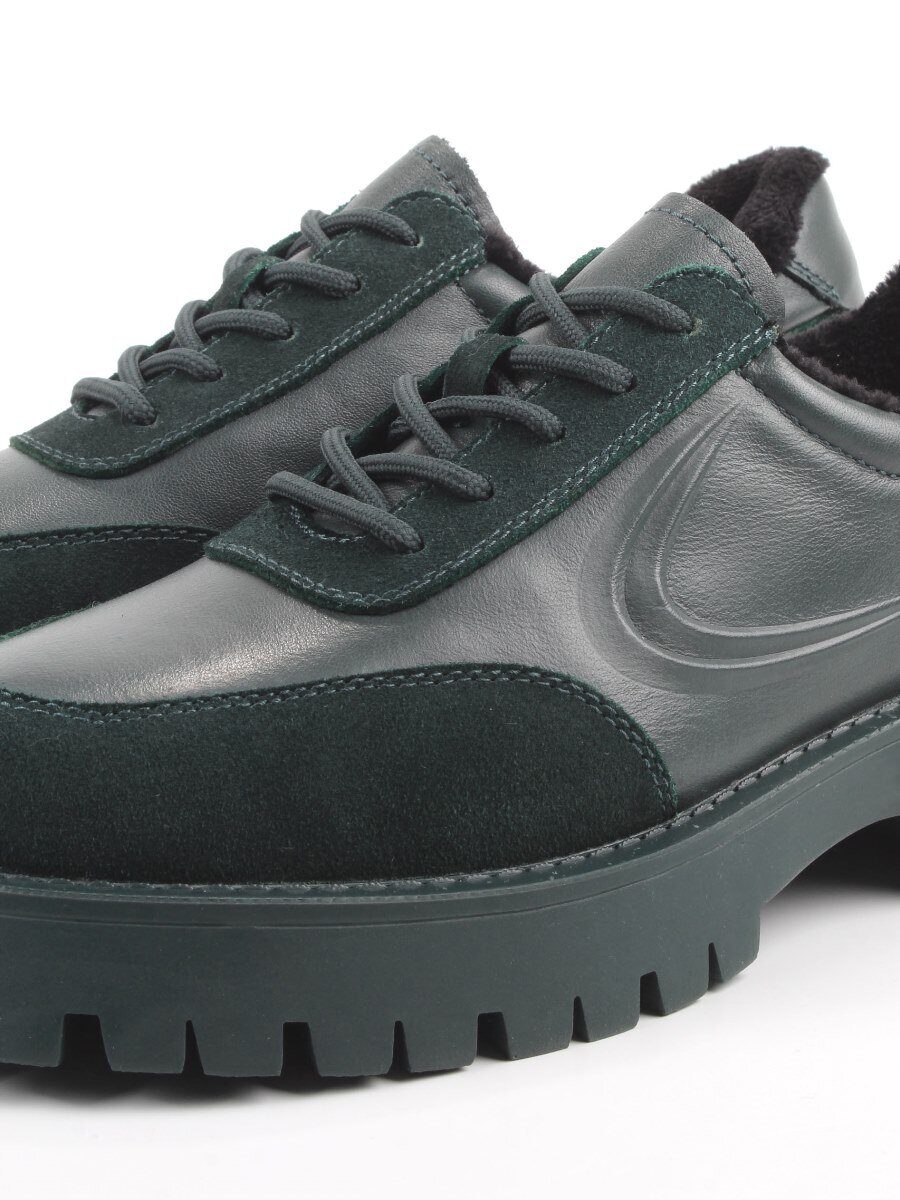 03-XKL23-170R GREEN Полуботинки утепленные женские (натуральная кожа, натуральная замша, байка)